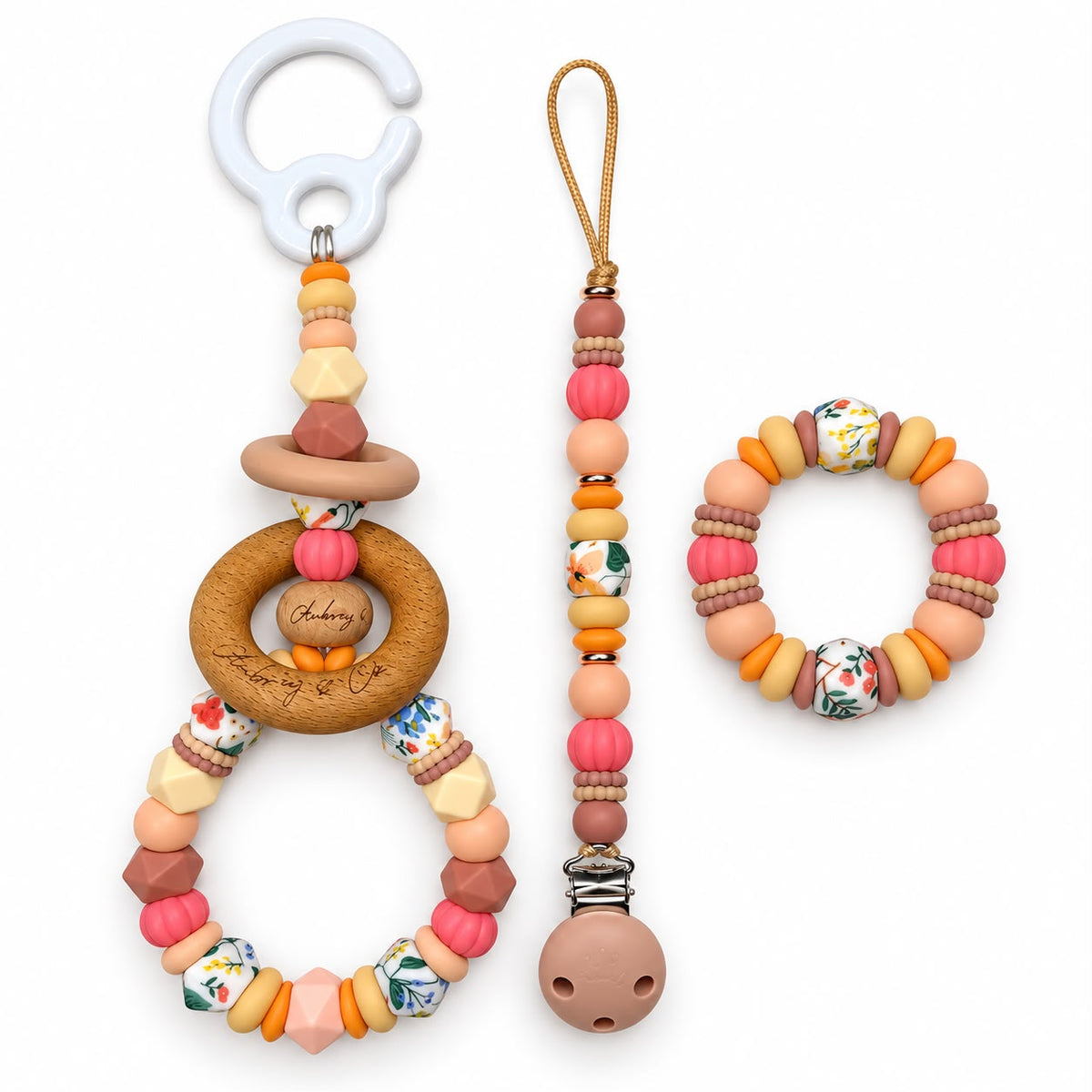 Claim it TikTok Live - 3 Piece Set - A Pram Toy, Teether & Dummy Clip