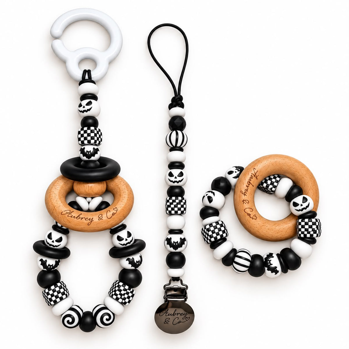Claim it TikTok Live Halloween Special - 3 Piece Set - A Pram Toy, Rattle & Dummy Clip