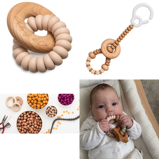 TikTok Live Product - 2 Piece Set - A Personalised Pram Toy & Rattle - Come Design With Me