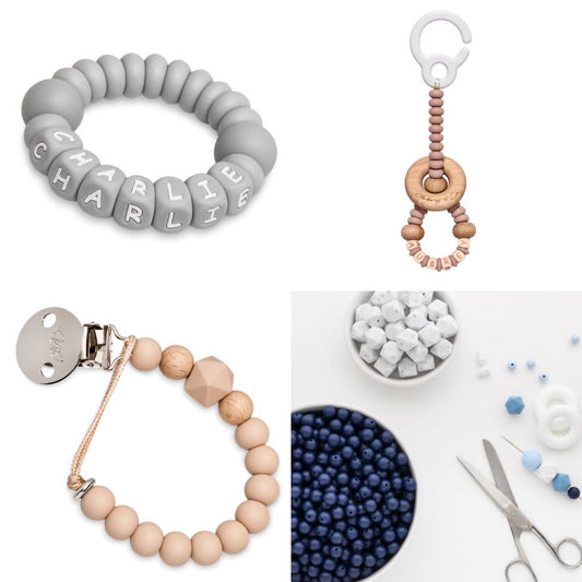 TikTok Live Product - 3 Piece Set - A Personalised Pram Toy, Teether & Dummy Clip - Come Design With Me