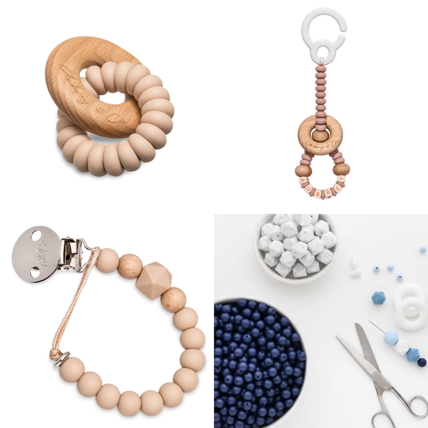 TikTok Live Product - 3 Piece Set - A Personalised Pram Toy, Rattle & Dummy Clip - Come Design With Me