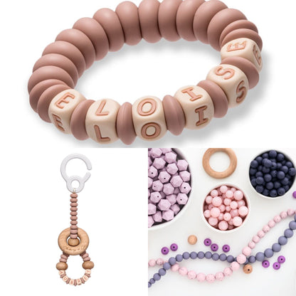 TikTok Live Product - 2 Piece Set - A Personalised Pram Toy & Teether - Come Design With Me