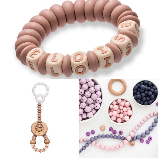 TikTok Live Product - 2 Piece Set - A Personalised Pram Toy & Teether - Come Design With Me