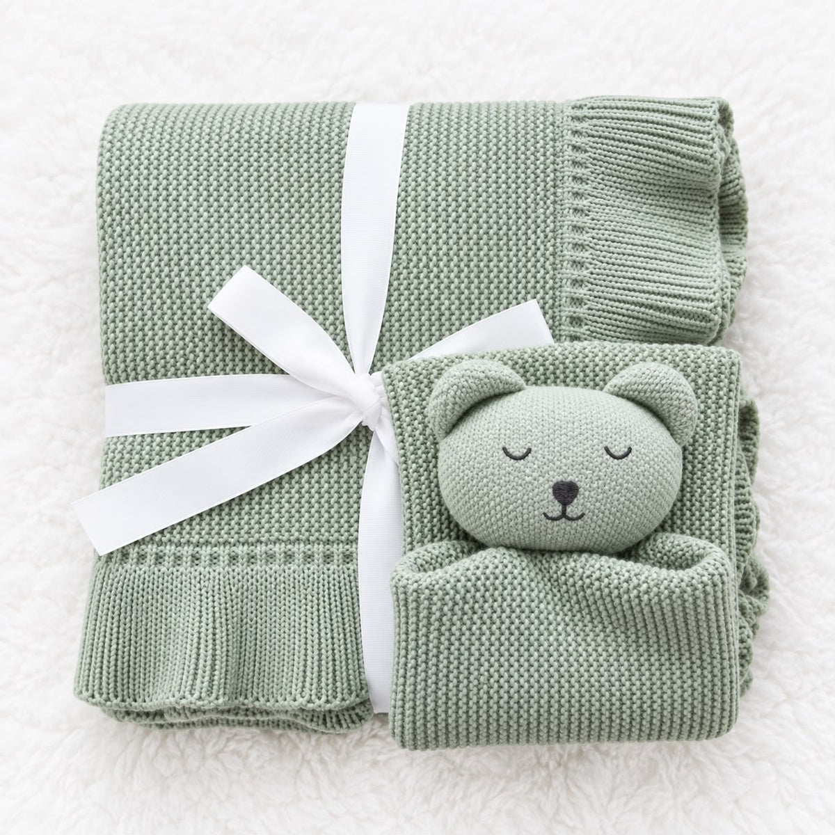 Knitted Cotton Blanket and Comforter Set