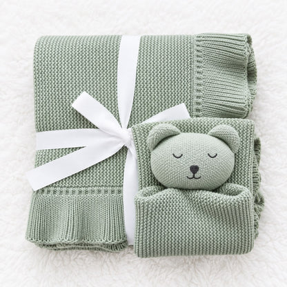 Knitted Cotton Blanket and Comforter Set