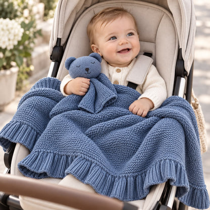 Knitted Cotton Blanket and Comforter Set