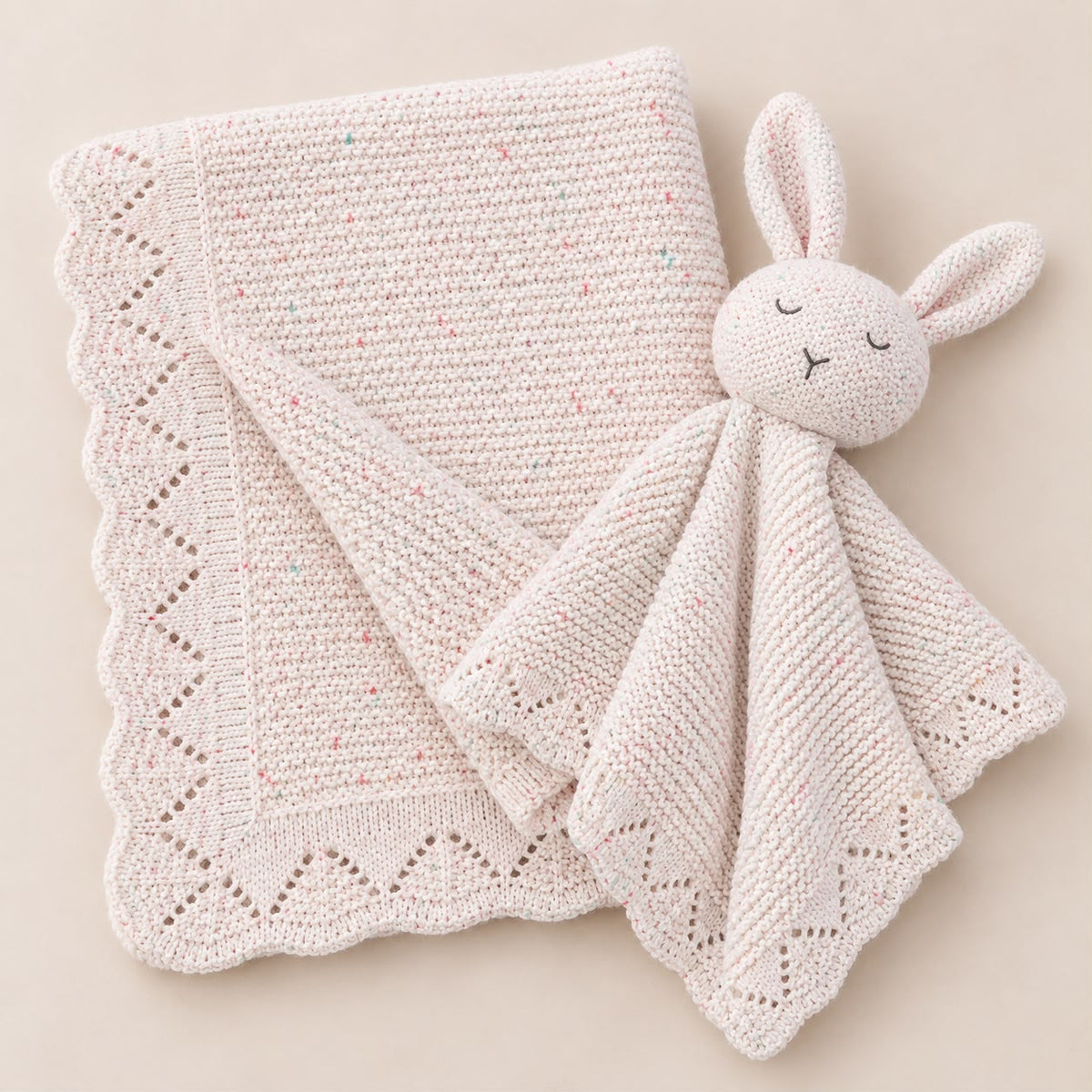 Knitted Cotton Blanket and Comforter Set