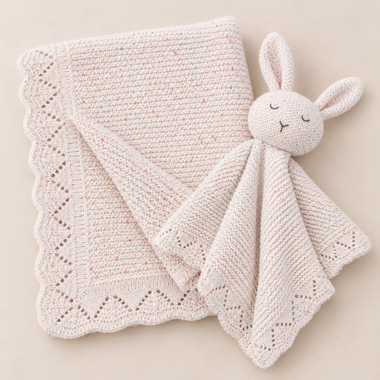 Knitted Cotton Blanket and Comforter Set