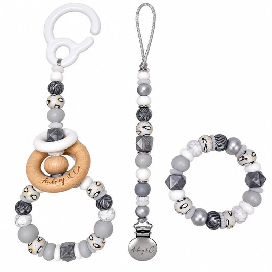 Christmas Listing - Pram Toy, Teether & Dummy Clip - Penguins
