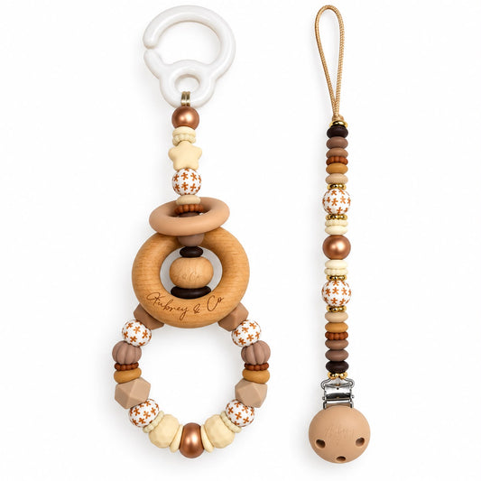 Christmas Listing - Pram Toy & Dummy Clip - Gingerbread Man